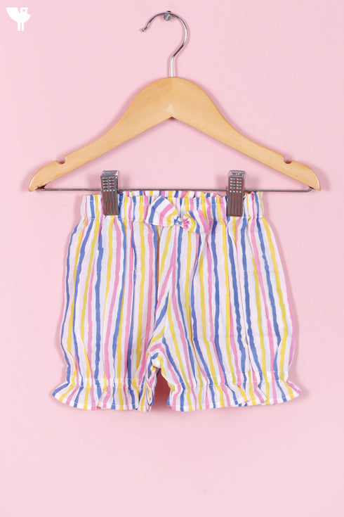 Slub Cotton Top & Shorts Set In Block Print